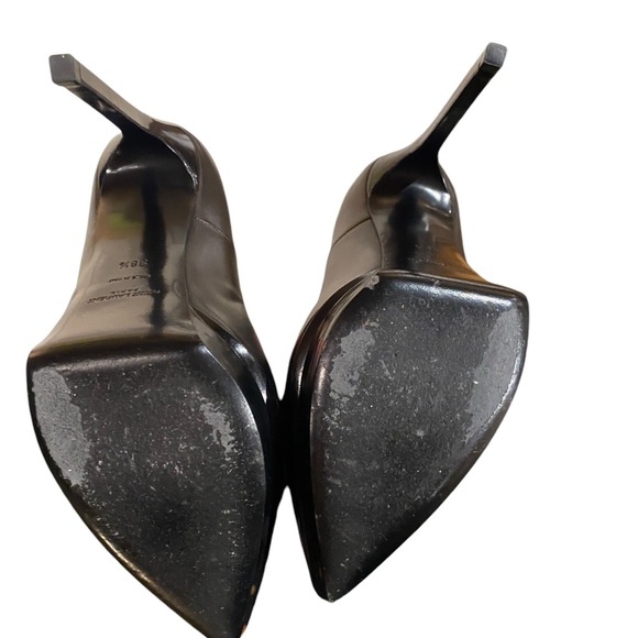 YSL Yves Saint Laurent PARIS 105 Janis Black Gold Pointed Toe Pumps Shoe 38.5 - Picture 5 of 6